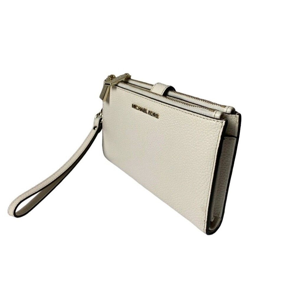 MICHAEL KORS DualZip Grey Pebbled LEATHER Wristlet Wallet CreditCard Holder VGUC